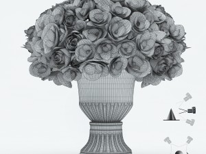 bouquet of roses and hydrangea flowers Modello 3D
