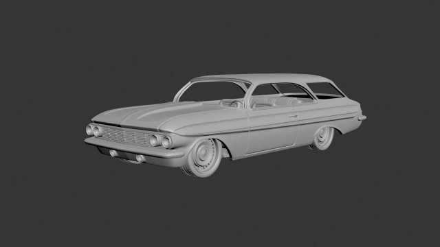 Chevrolet Impala 1961 Wagon 2Door 3D Print Model .c4d .max .obj .3ds .fbx .stl .blend