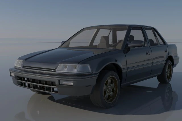 Honda Civic Sedan 1991 3D Print Model .c4d .max .obj .3ds .fbx .stl .blend
