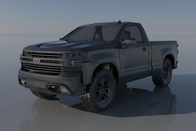 Chevrolet Silverado 1500 Regular Cab 2022 3D Print Model .c4d .max .obj .3ds .fbx .stl .blend 