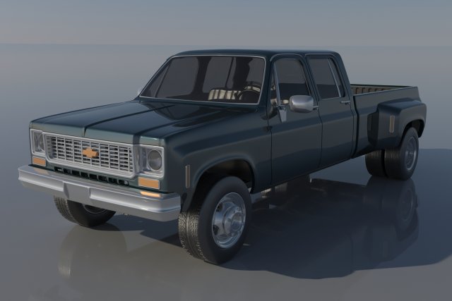 Chevrolet C30 Crew Cab 1975 Modello di stampa 3D .c4d .max .obj .3ds .fbx .stl .blend 