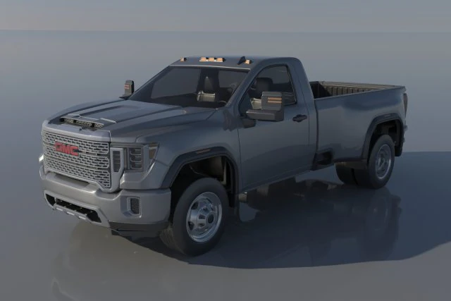 GMC Sierra 3500HD Regular Cab - 2022 3D Print Model .c4d .max .obj .3ds .fbx .stl .blend 