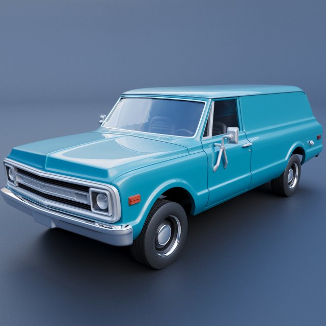 Chevrolet Panel Truck 1970 3D Print Model .c4d .max .obj .3ds .fbx .stl .blend 