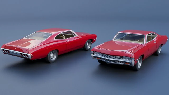 Chevrolet Impala 1968 3D Print Model .c4d .max .obj .3ds .fbx .stl .blend 