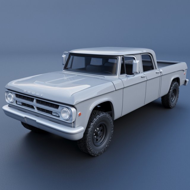 Dodge W200 Power Wagon Crew Cab 1970 3D Baskı Modeli .c4d .max .obj .3ds .fbx .stl .blend