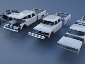 Dodge W200 Power Wagon Crew Cab 1970 3D Baskı Modeli