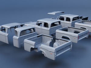 Dodge W200 Power Wagon Crew Cab 1970 3D Baskı Modeli