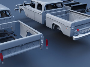 Dodge W200 Power Wagon Crew Cab 1970 3D Baskı Modeli