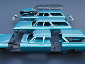 Chevrolet Impala Wagon 1968 Modèles 3D en vedette