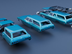 Chevrolet Impala Wagon 1968 Modèles 3D en vedette