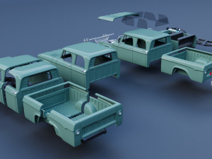 Dodge W200 Power Wagon Crew Cab 1962 3D Print Model
