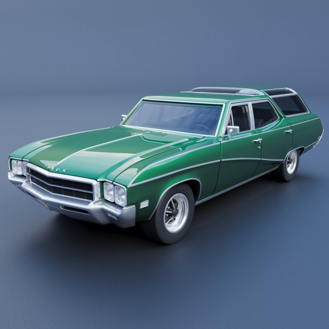 Buick Sport Wagon 1969 3Dプリントモデル .c4d .max .obj .3ds .fbx .stl .blend 