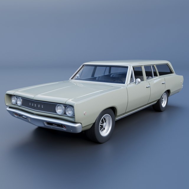 Dodge Coronet Wagon 1968 3D Baskı Modeli .c4d .max .obj .3ds .fbx .stl .blend