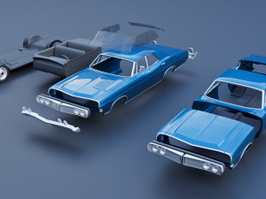 Fo rd Galaxie 500 4 Door 1968 Modèles 3D en vedette