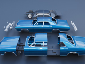 Fo rd Galaxie 500 4 Door 1968 Modèles 3D en vedette