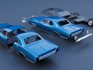 Fo rd Galaxie 500 4 Door 1968 Modèles 3D en vedette