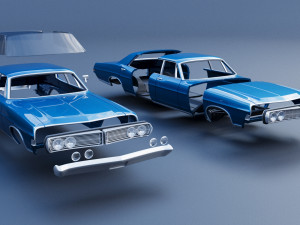 Fo rd Galaxie 500 4 Door 1968 Modèles 3D en vedette