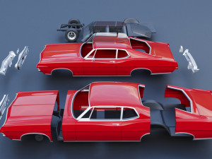 Fo rd Galaxie 500 Fastback 1968 3D Print Model
