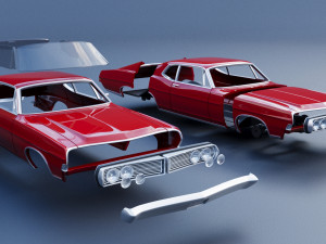 Fo rd Galaxie 500 Fastback 1968 3D Print Model