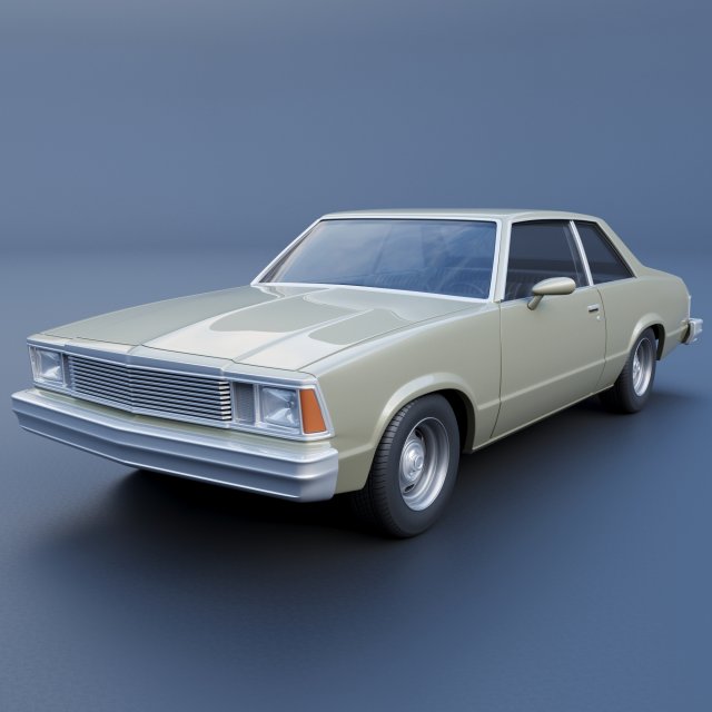 Chevrolet Malibu Coupe 1981 3D Baskı Modeli .c4d .max .obj .3ds .fbx .stl .blend 