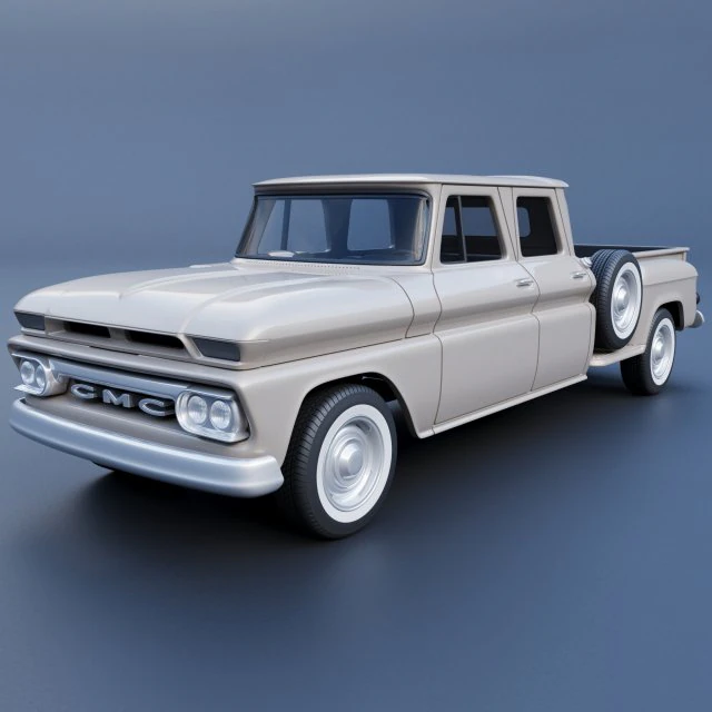 GMC Crew Cab Pickup 1965 3D Print Model .c4d .max .obj .3ds .fbx .stl .blend 