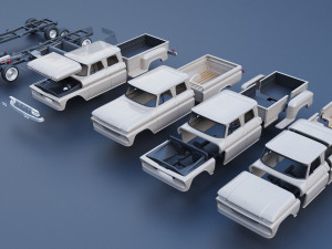 GMC Crew Cab Pickup 1965 3D Baskı Modeli
