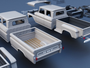 GMC Crew Cab Pickup 1965 3D Baskı Modeli