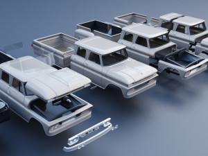 GMC Crew Cab Pickup 1965 3D Baskı Modeli