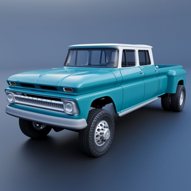 Chevrolet K10 Crew Cab 1965 3D-printmodel .c4d .max .obj .3ds .fbx .stl .blend 