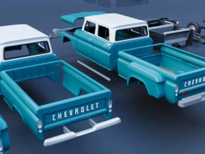 Chevrolet K10 Crew Cab 1965 3D Print Model