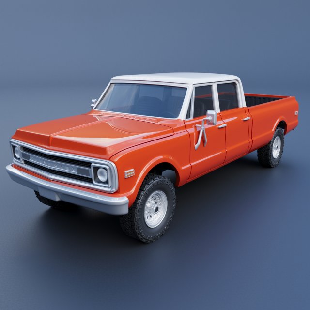 Chevrolet K10 Crew Cab 1970 Modelo de impresión 3D .c4d .max .obj .3ds .fbx .stl .blend 