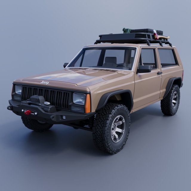 Jeep Cherokee XJ 2 Door 1984 Custom 3D Принт Модель .c4d .max .obj .3ds .fbx .stl .blend 