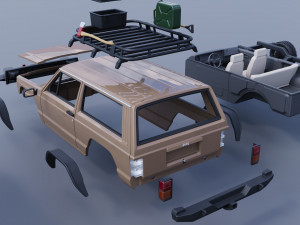 Jeep Cherokee XJ 2 Door 1984 Custom 3D Принт Модель