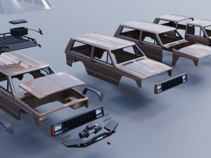 Jeep Cherokee XJ 2 Door 1984 Custom 3D Принт Модель