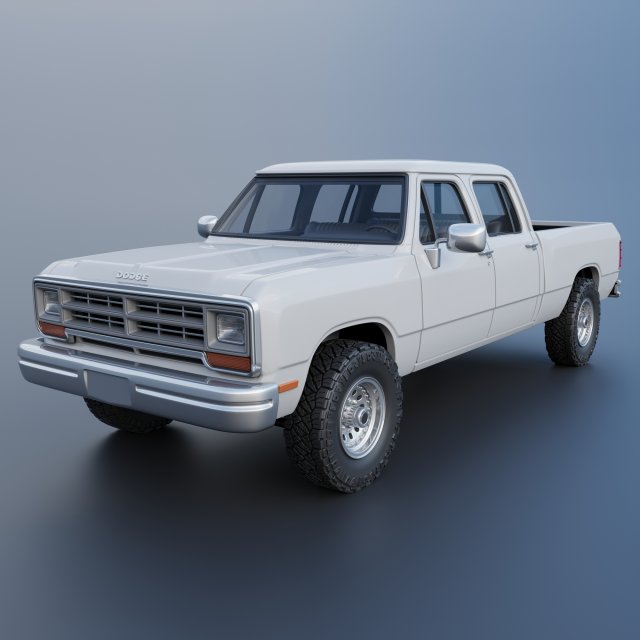 Dodge Ram W350 Crew Cab 1985 Modelo de Impressão 3D .c4d .max .obj .3ds .fbx .stl .blend 