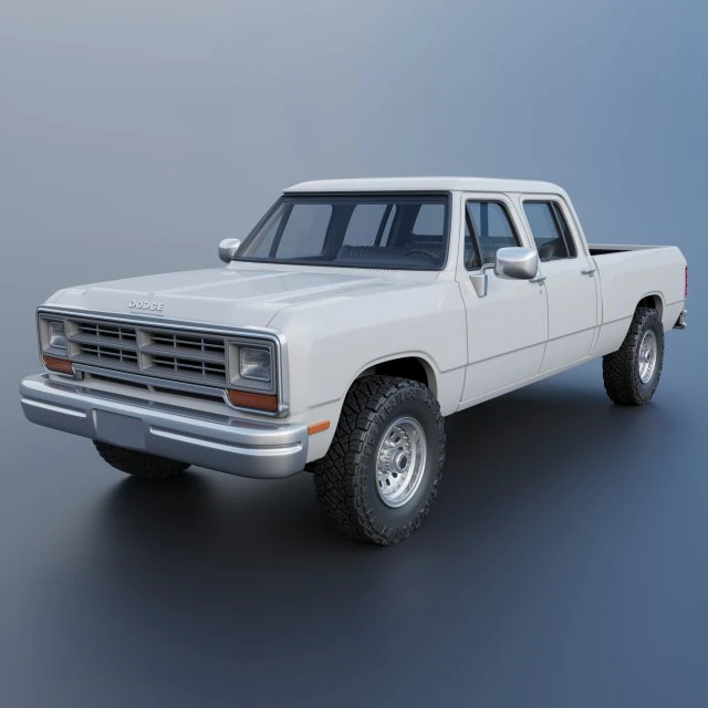 Dodge Ram W350 Crew Cab 1985 3D Print Model .c4d .max .obj .3ds .fbx .stl .blend 