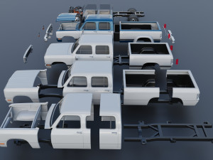 Dodge Ram W350 Crew Cab Dually 1983 3D 打印模型
