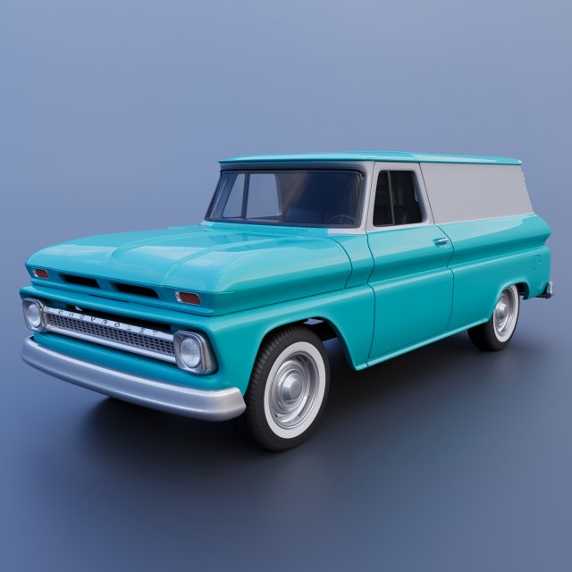 Chevrolet Panel Truck 1965 Modèles 3D en vedette .c4d .max .obj .3ds .fbx .stl .blend 