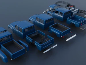 International Pickup Crew Cab 1964 3D Print Model