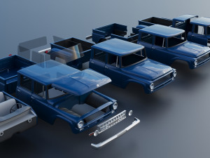 International Pickup Crew Cab 1964 3D-printmodel