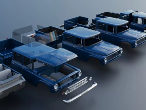 International Pickup Crew Cab 1964 3D Print Model