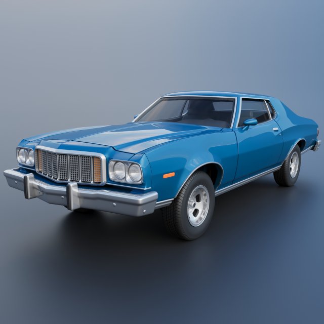 Gran Torino 1974 3D Print Model .c4d .max .obj .3ds .fbx .stl .blend 