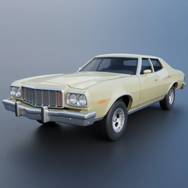 Gran Torino 4-Door Sedan 1974 3D Print Model .c4d .max .obj .3ds .fbx .stl .blend 