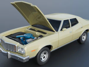 Gran Torino 4-Door Sedan 1974 3D Print Model