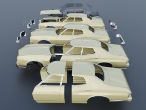 Gran Torino 4-Door Sedan 1974 Modèles 3D en vedette