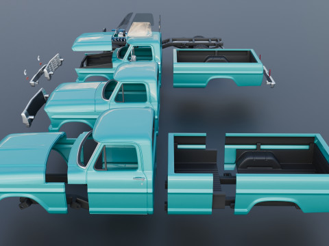 Pickup Truck F250 1969 3D Print Model