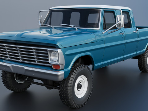 Pickup Truck F250 Crew Cab 1969 Modèles 3D en vedette