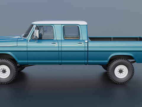 Pickup Truck F250 Crew Cab 1969 Modèles 3D en vedette