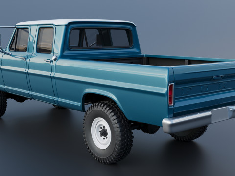 Pickup Truck F250 Crew Cab 1969 Modèles 3D en vedette