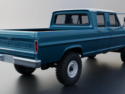 Pickup Truck F250 Crew Cab 1969 3D Print Model